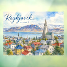 Reykjavik Islandia recuerdo acuarela 