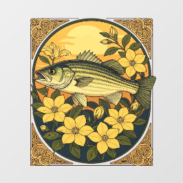 Vinilos Para Cristales Rockfish De Bass A Rayas Y Flores De Jazmín Amaril