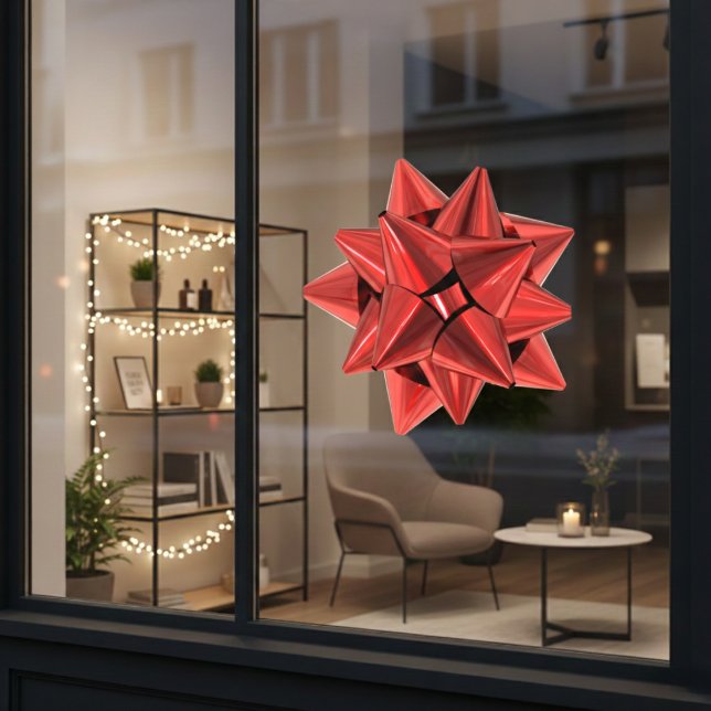 Vinilos Para Cristales Rojo Gigante Bow Extra Gran Ventanilla (Red Gift Bow Extra Large Window Cling )