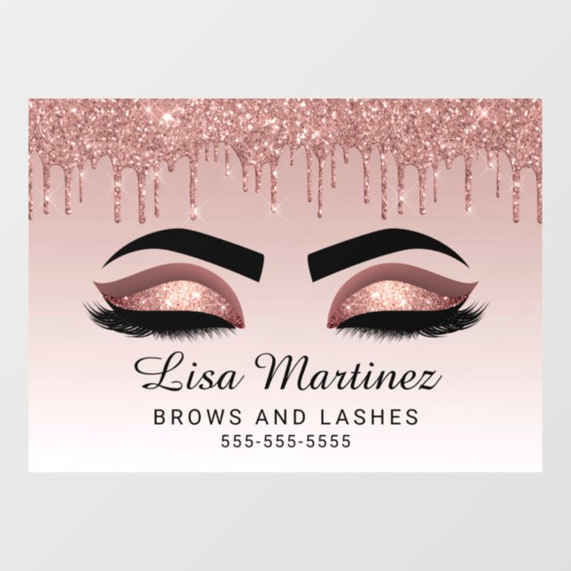 Vinilos Para Cristales Rosa Gold Purpurina Lash Brow Beauty Business (Hoja)