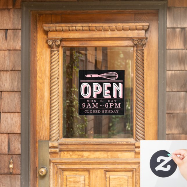 Vinilos Para Cristales Rosa Sonrojo Batidor Horas de Apertura Negocio de  (Puerta de casa)