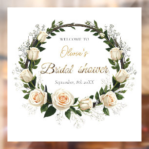 Vinilos Para Cristales Rosas blancas y ducha de novias en el aliento del