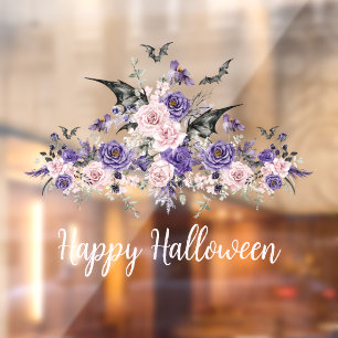 Vinilos Para Cristales rosas florales de acuarela feliz halloween elegant