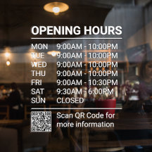 Rótulo de horas de la Tienda Blanca con llamada de