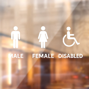 Vinilos Para Cristales Rótulo de la puerta de baño masculino y femenino