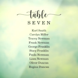 Vinilos Para Cristales Rótulo de la tabla de asientos de Boda Rústico de 