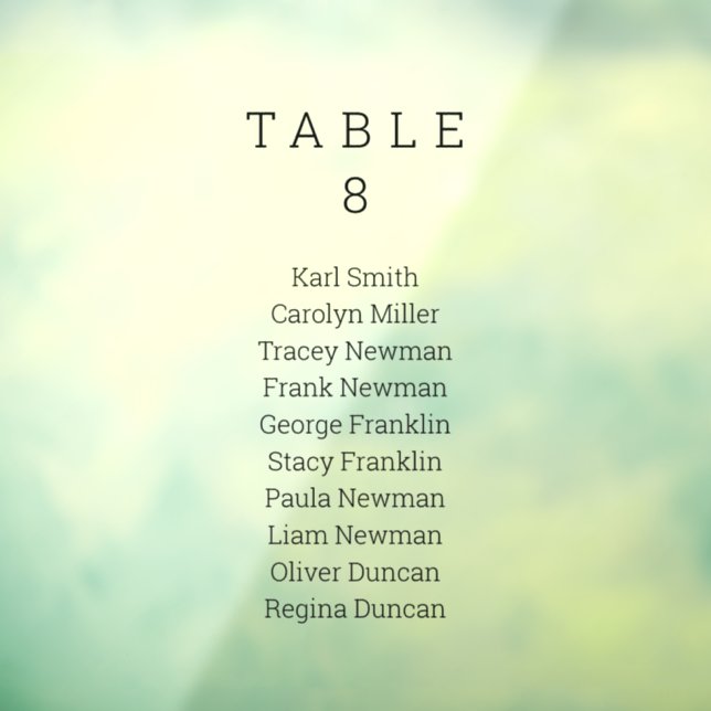 Vinilos Para Cristales Rótulo de la tabla de asientos de Bodas mínimos de (Hoja 3)