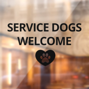 Vinilos Para Cristales Rótulo de tienda de bienvenida para perros de serv