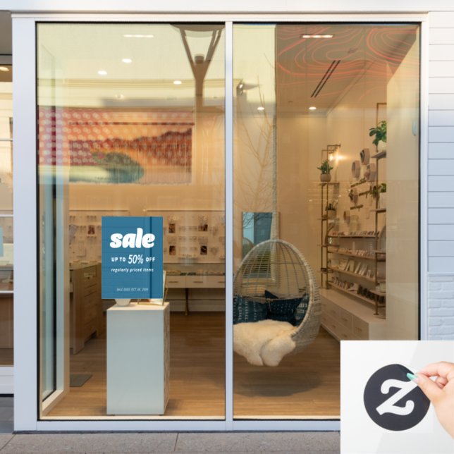 Vinilos Para Cristales Rótulo de venta azul Bubble Classic Retro (Ventana de la tienda)