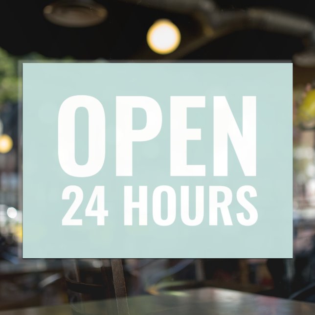 Vinilos Para Cristales Rótulo Mint Moderno "Abierto las 24 horas" (Subido por el creador)