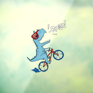 Vinilos Para Cristales Ruar T-Rex en bicicleta