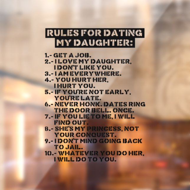 Vinilos Para Cristales Rules for dating my daughter (Hoja 2)