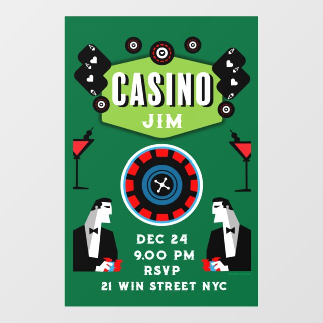 Vinilos Para Cristales Ruleta de Casino Póquer Juego  (Hoja)