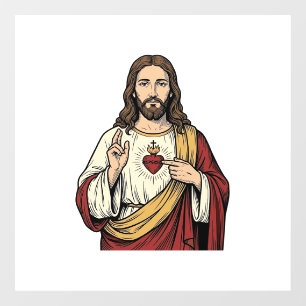 Vinilos Para Cristales Sagrado Corazón Jesús Grabado Antiguo Arte Vectori