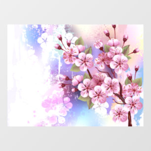 Vinilos Para Cristales Sakura rosa sobre fondo de pintura