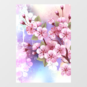 Vinilos Para Cristales Sakura rosa sobre fondo de pintura