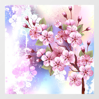 Vinilos Para Cristales Sakura rosa sobre fondo de pintura