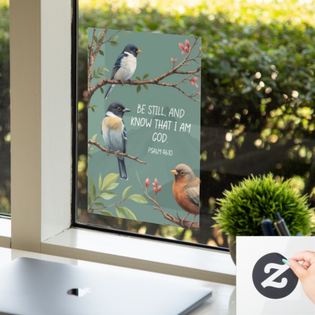 Vinilos Para Cristales Salmo 46:10 Biblia cristiana Verse Image (Oficina)