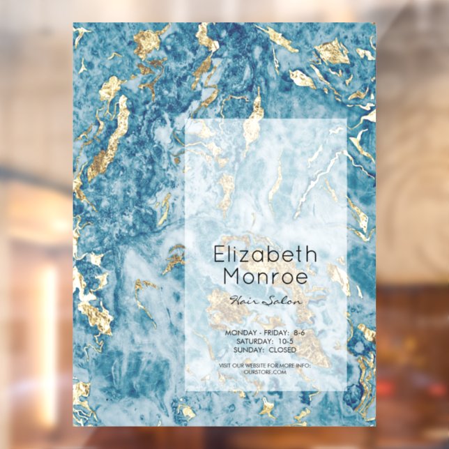 Vinilos Para Cristales Salón de Belleza Blue Gold Marble (Hoja 2)