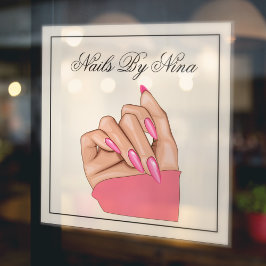 Vinilos Para Cristales Salón de Belleza de Artista de Uñas Rosadas Elegan