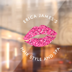 Vinilos Para Cristales Salón de belleza de los labios verdes verde azulad