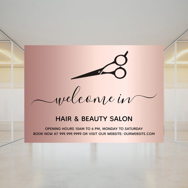 Vinilos Para Cristales Salón de belleza de pelo abierto de bienvenida ros (Subido por el creador)