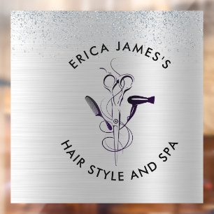 Vinilos Para Cristales Salón de belleza de Purpurina plateado