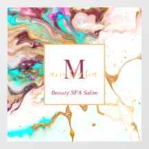 Salón de Belleza Elegante Monograma de Mármol Zorr