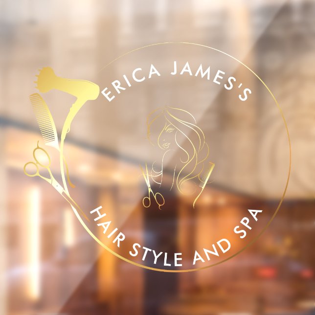 Vinilos Para Cristales Salón de Belleza Golden and Black (Hoja 2)