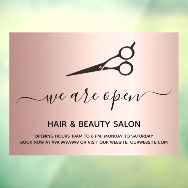 Vinilos Para Cristales Salón de belleza para el pelo de reapertura rosa d (Hoja 3)