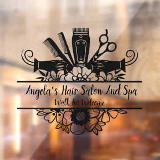 Vinilos Para Cristales Salón de Belleza y Spa Negro Personalizado