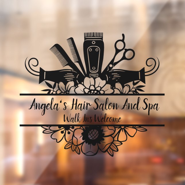 Vinilos Para Cristales Salón de Belleza y Spa Negro Personalizado (Hoja 2)