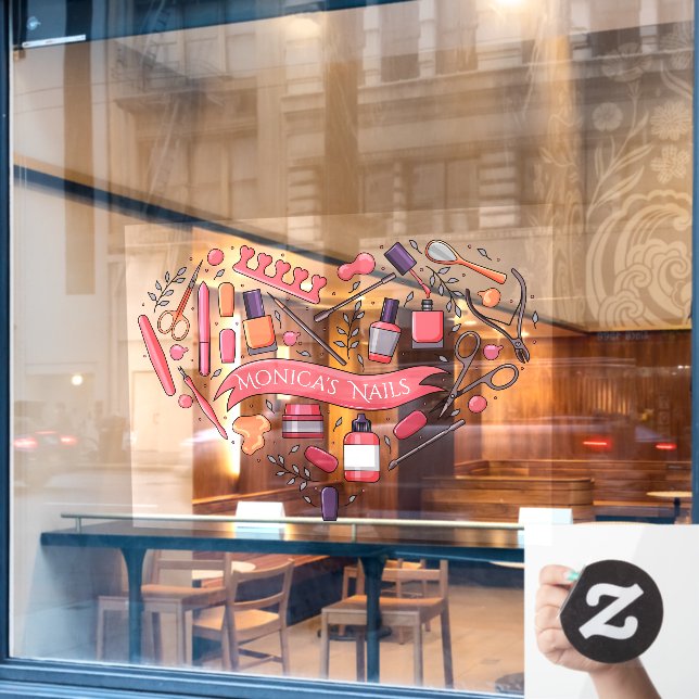Vinilos Para Cristales Salón de uñas personalizado Herramientas para uñas (Ventana de cafetería)