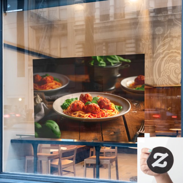 Vinilos Para Cristales Salsa de tomate spaghetti pasta (Ventana de cafetería)