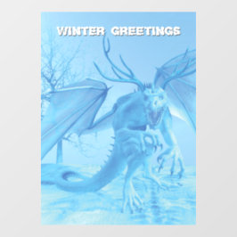 Vinilos Para Cristales Saludos de invierno. Dragón de hielo con cuernos