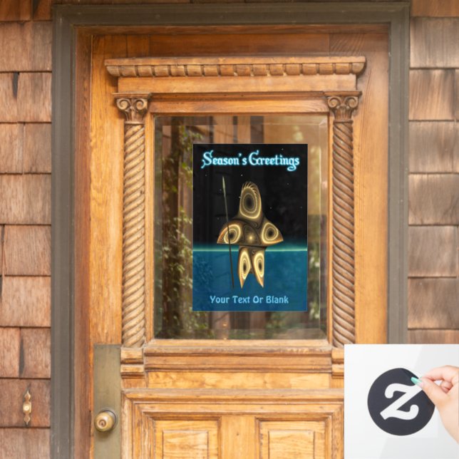 Vinilos Para Cristales Saludos de temporada - Cazador inuit fractal (Puerta de casa)