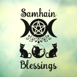 Vinilos Para Cristales Samhain bendice a Celtic Wiccan Halloween