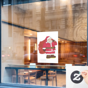 Vinilos Para Cristales Santa Claus de rojo con bolsa de regalo y anteojos