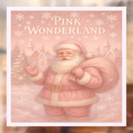 Vinilos Para Cristales Santa Claus Encantado País de las Maravillas Rosa