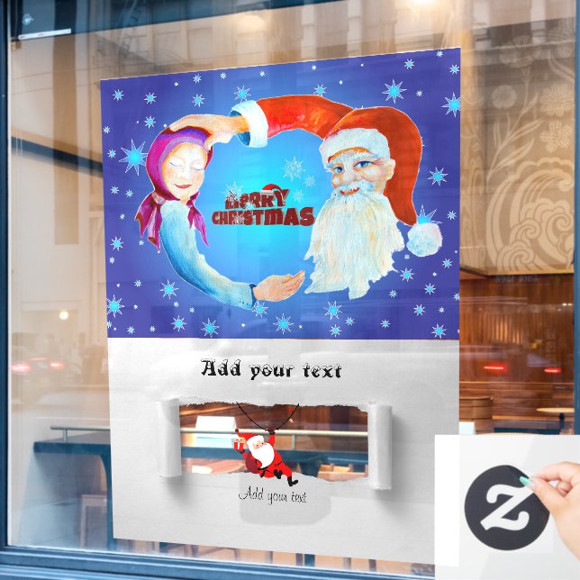 Vinilos Para Cristales Santa Claus Niña Ilustracion Starry Snow (Ventana de cafetería)