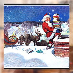 Vinilos Para Cristales Santa Entregando Libros Navidades Eva