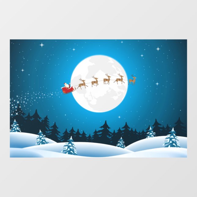 Vinilos Para Cristales Santa Flying Sleigh Window Cling (Hoja)