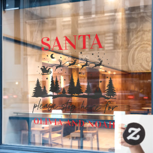 Vinilos Para Cristales Santa parada aquí Navidades personalizados modern