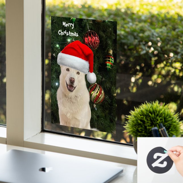 Vinilos Para Cristales Santa Paws - Crystal the Husky Dog Navidades (Oficina)