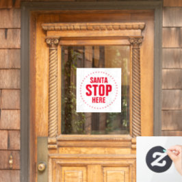 Vinilos Para Cristales Santa Stop Here rojo y blanco lindo divertido