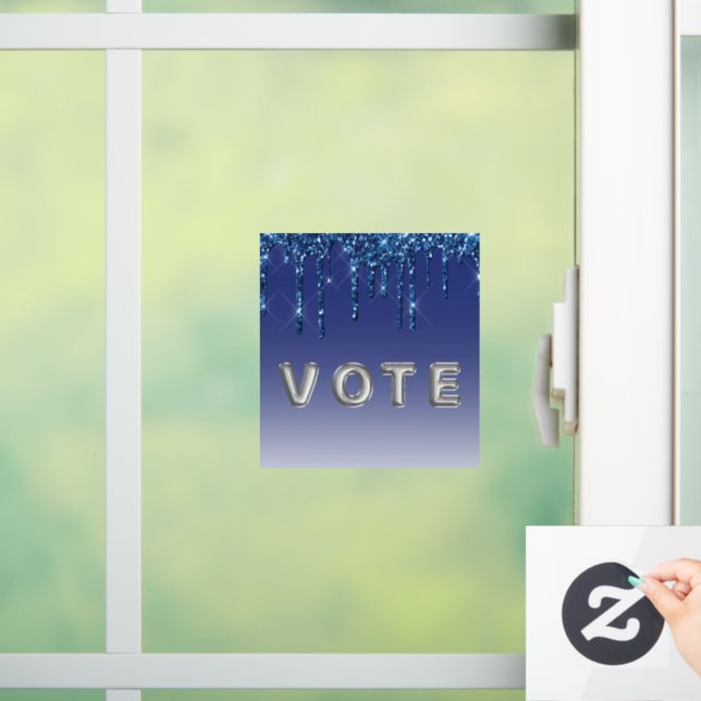 Vinilos Para Cristales Sapphire Blue Glitter Drip  (Hogar)