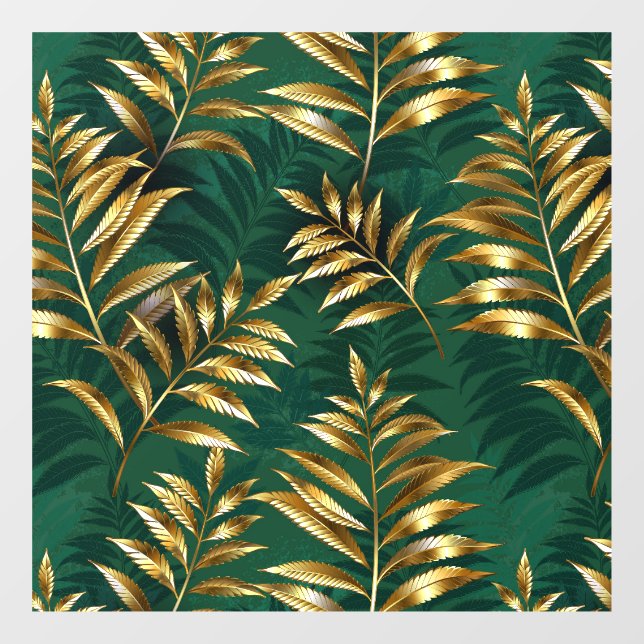 Vinilos Para Cristales Seamless pattern with golden ferns (Hoja)