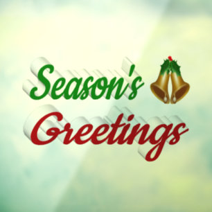 Vinilos Para Cristales Seasons Greetings Bells Navidades de escritura ver