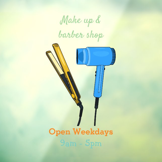 Vinilos Para Cristales Secador de pelo y ilustracion de alisador de pelo (Hoja 3)