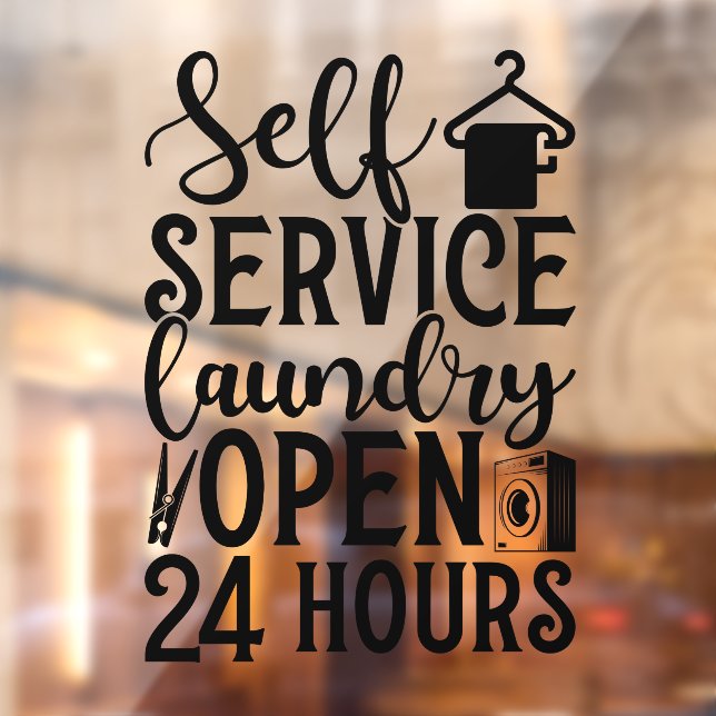 Vinilos Para Cristales Self Service Laundry Open 24 Hours (Hoja 2)
